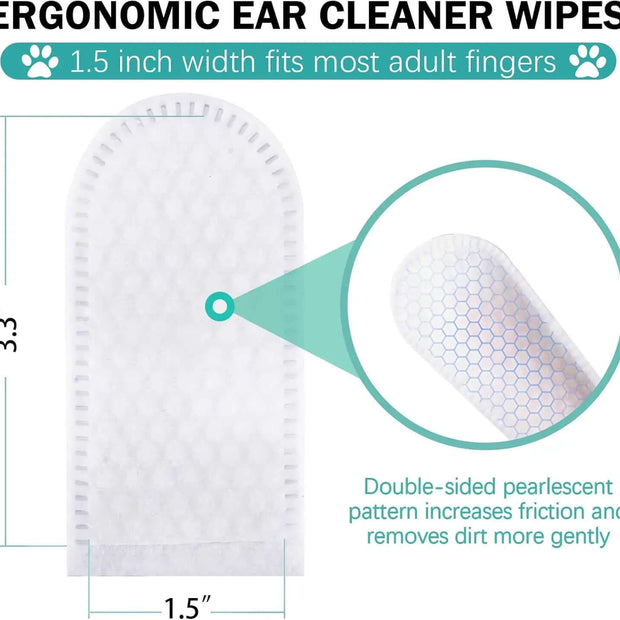 Pet Ear Wipes, Ear Cleaner Finger Wipes for Cats and Dogs, Soft & Easy Otic Cleaning Pads, Pet Supplies for Regular Soothing Odo