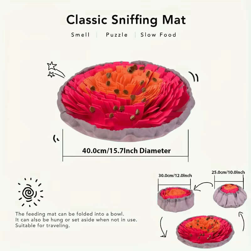 Washable Felt Pet Sniffing Pad Foldable Dog Slow Feeding Mat Toy Dog Training Snuff Mat
