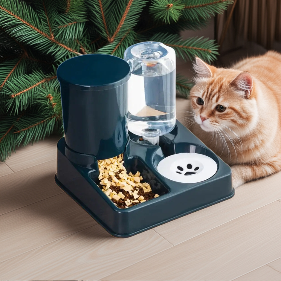 2-in-1 Automatic Food and Water Dispenser for Cats
