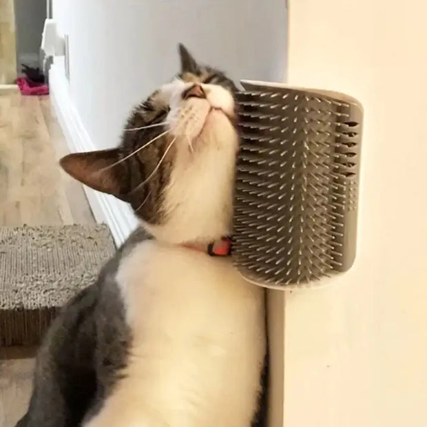 Revolutionary Cat Self Groomer with Soothing Massage Comb - Ideal for Kittens and Puppies! Wall-Mounted Comfort for Effortless Grooming and Relaxation